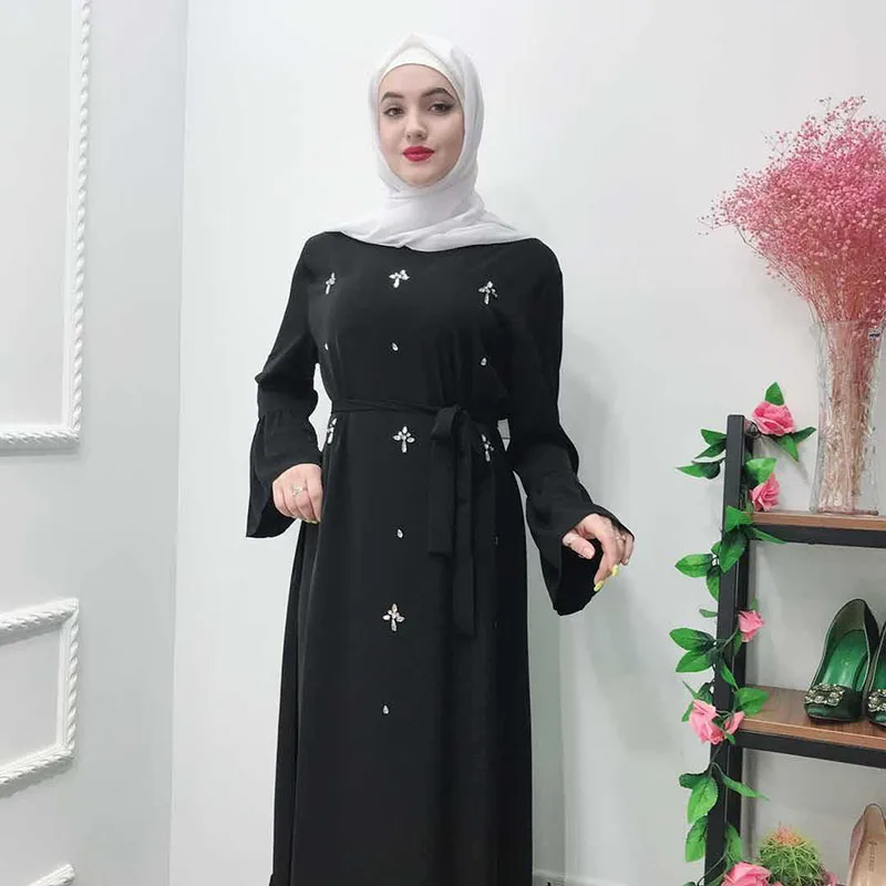 Классический ручной Бисер платье dubai abaya платье исламский Турецкая мусульманских Для женщин Кафтан Костюмы фолк платья халат Musulman