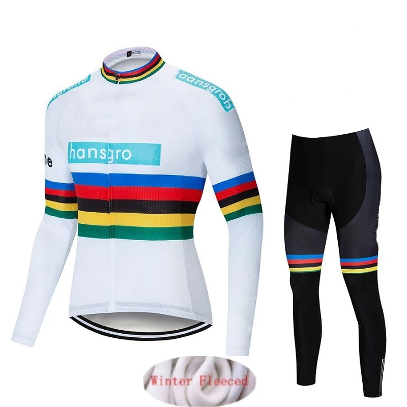 Новая команда Велосипедная одежда костюм зимний термальный флис Велоспорт Джерси Набор гоночных Майо Одежда для велогонок Ropa Ciclismo - Цвет: winter set