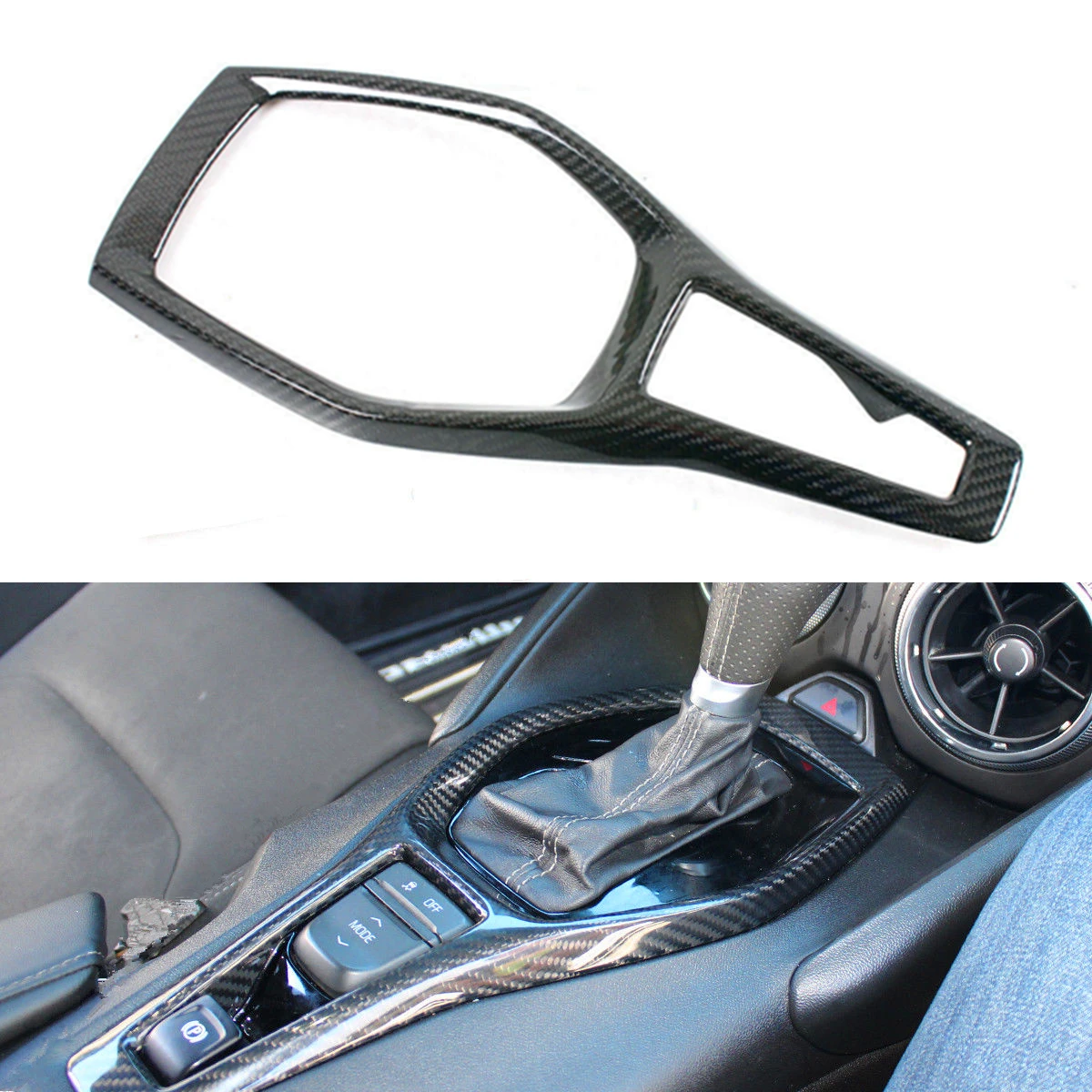 

Carbon Fiber Shifter Gear Box Console Trim Cover Center Console Panel Frame Cover For Chevy Camaro SS RS 2016-2018