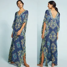 Womens Sexy V Neck Kaftans Maxi Long Beach Cover up Dress Womens Sexy V Neck Kaftans Maxi Long Beach Cover up Dress