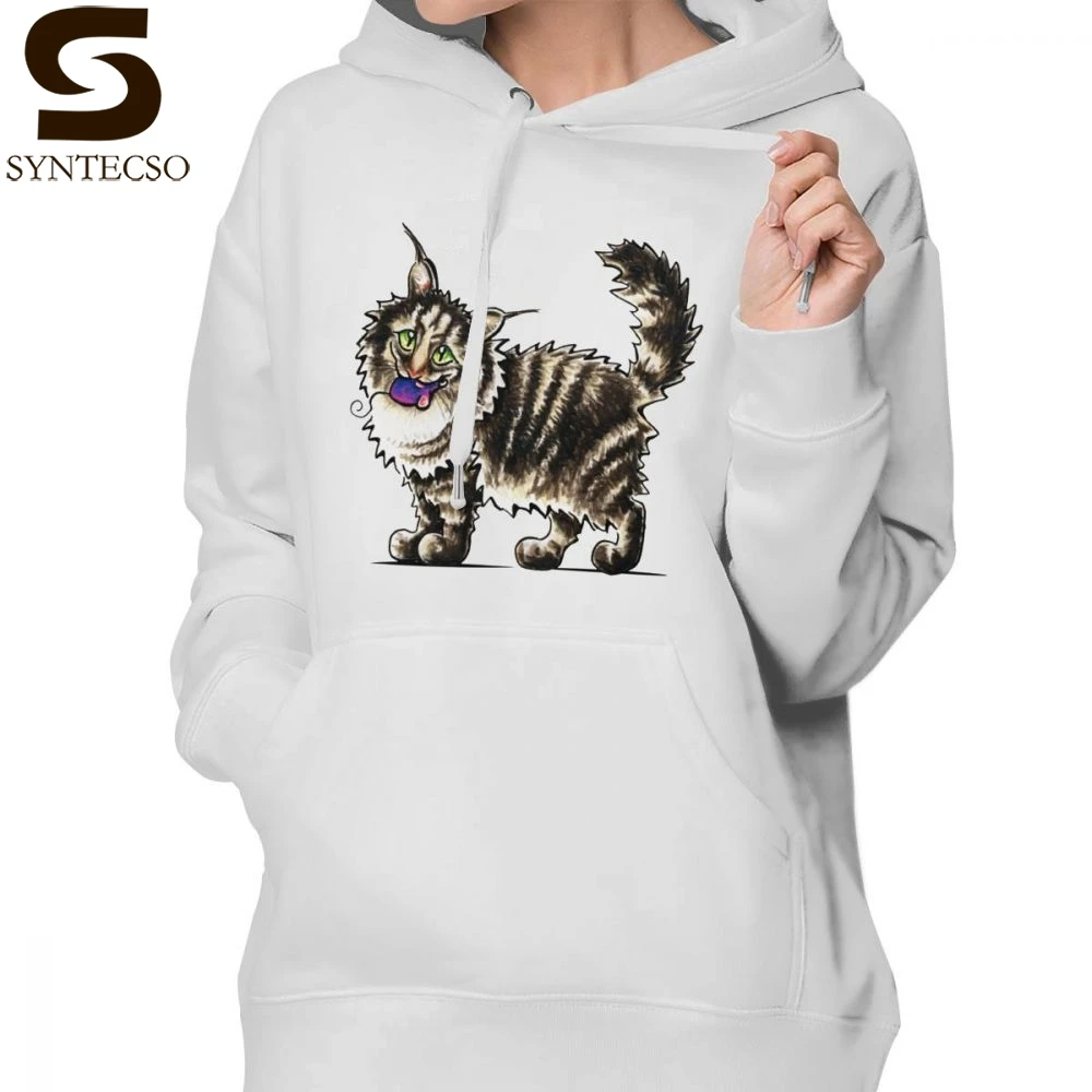 

Maine Coon Cat Hoodie Maine Coon Tabby Gentle Giant Hoodies Simple Black Hoodies Women XXL Graphic Long-sleeve Pullover Hoodie