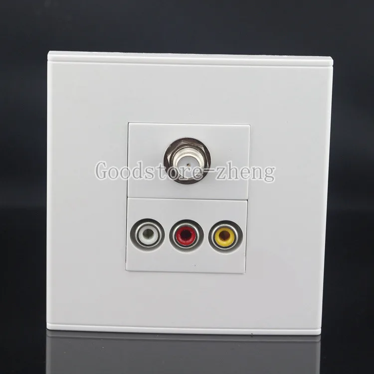 Wall Face Plate F TYPE COAX TV Adapter Connector + RCA TV Ports Audio