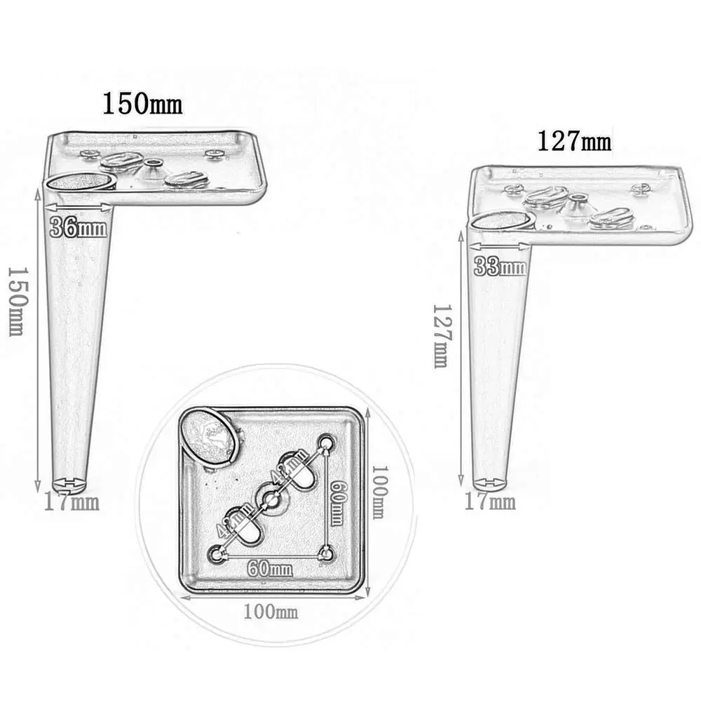 4 шт мебельные ножки, металлический диван для ванной комнаты, ножки для шкафа, толстые опорные ножки высотой 127/150 мм черный/белый