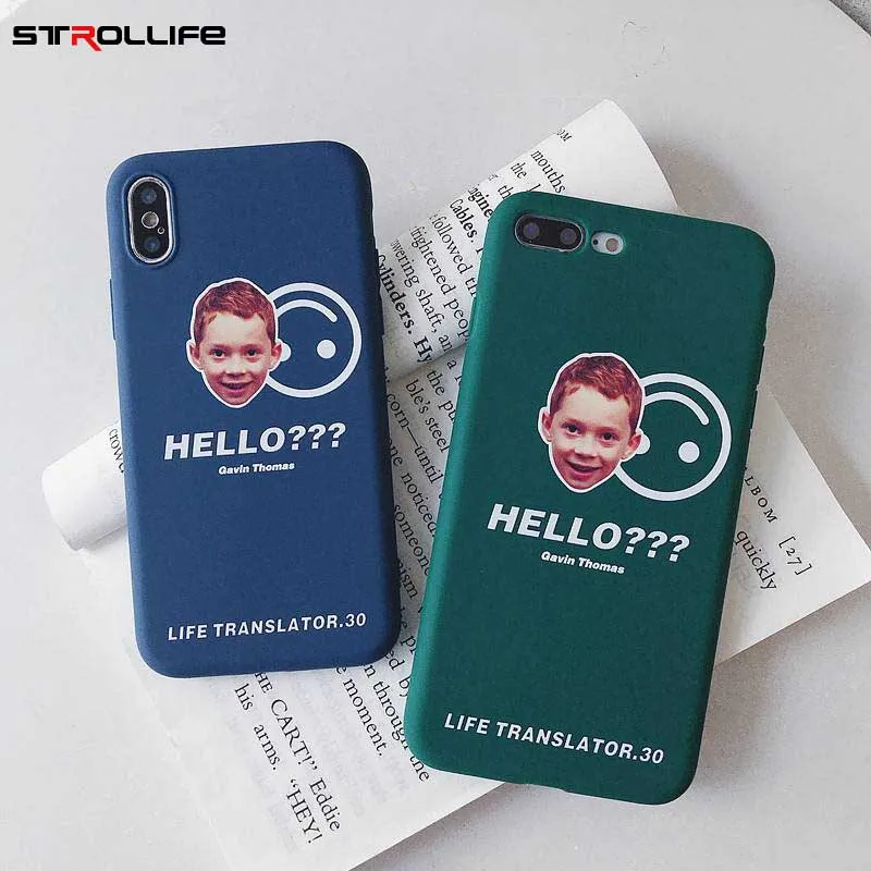 STROLLIFE Lovely Little Boy Phone Case For iPhone 8 7 6s Plus Cases English Hello Cover XR X XS Max Soft Back Shell |