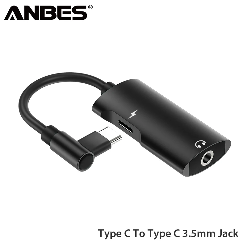 

ANBES Type C Aux Audio Cable Adapter USB Type C to 3.5mm Headphone Jack 2 in 1 Charger Adapter For Xiaomi Mi6 Note3 Mix 2 Huawei