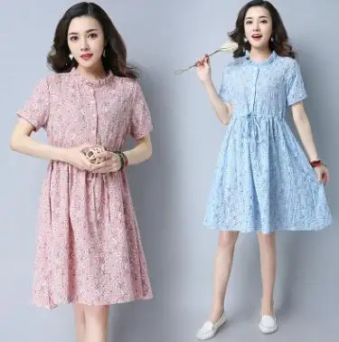 Literary Fresh Floral A-line Maternity Dresses 2019 Spring Summer Fashion Short Sleeve Maternity Dress for Pregnant Women QL8838