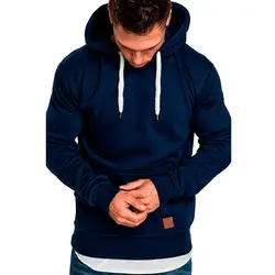 Мужские зимние толстовки с длинным рукавом Карманы пуловер капюшоном минималистский повседневные спортивные топы JL