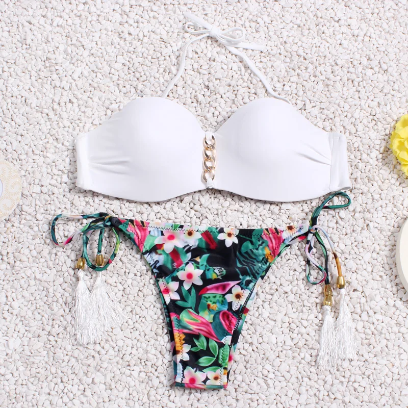 Brazilian Bikini set String Reversible Bathing Suit Halter High Neck Bikinis Women Swimwear Swimsuit Biquinis maillot de bain