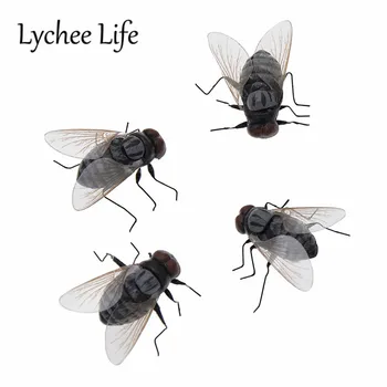 

4pcs Simulation Fly Fridge Magnet 3D Insect Shape Refrigerator Magnetic Sticker Tricky Funny Home Kitchen Decoration