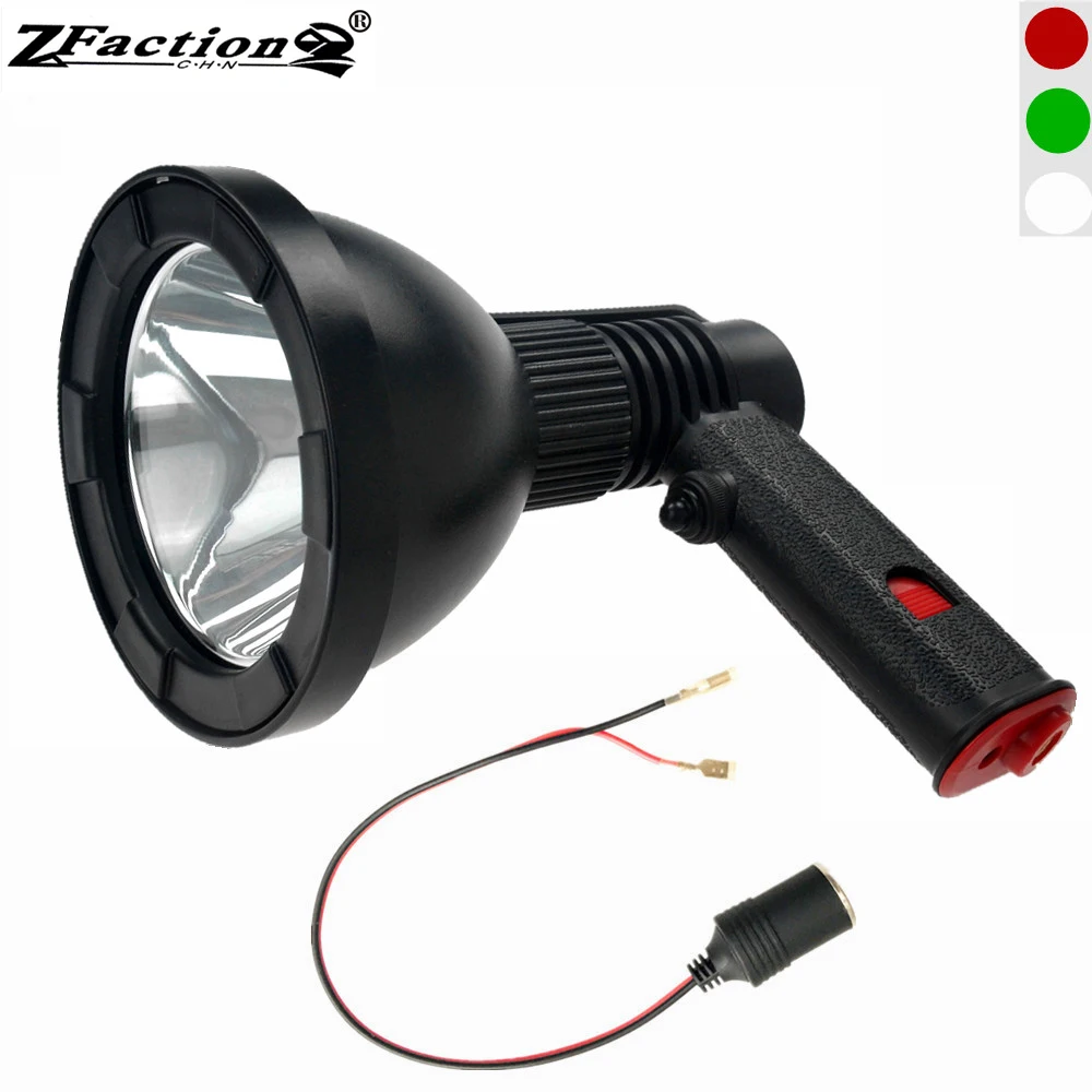 

CREE 10W LED Hunting Lamp Lightweight Durable Portable Lantern 125mm White/Green/Red LED Handheld Spotlight with 12V Female Plug