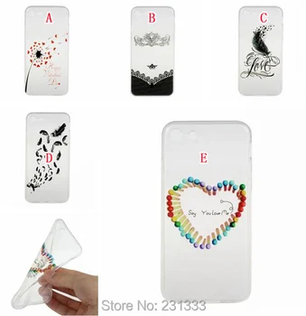 

Heart Love Flower Soft TPU Case For Iphone 8 7 Plus I7 Iphone7 Clear Transparent Lace Dandelion Dreamcatcher Phone Cover 300pcs