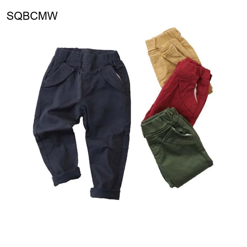 

2019 Kids Spring autumn clothes Girls trousers children pants for baby boys pants solid navy blue green khaqi Woven