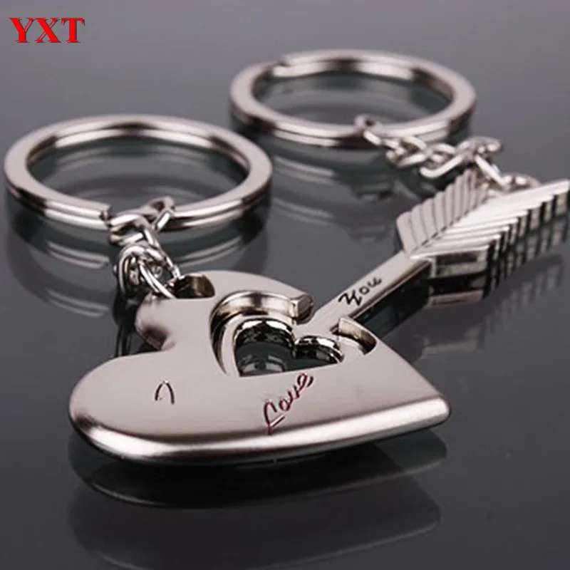 2PCS Cupid's Arrow and Love Heart Metal Couples Lover New Fashion Purse Bag Charm Car Key Ring Chain Creative Gift Accessories |