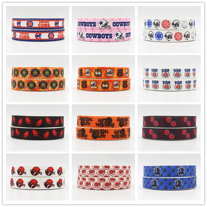 

Q&N ribbon 16mm 22mm Sport printed grosgrain ribbon/FOE DIY Head Accessoris Gift Wrapping Decorative Holiday Decoration Material