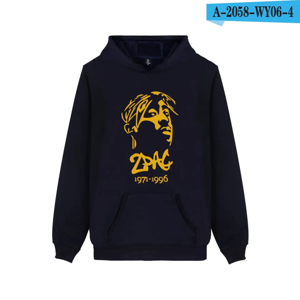 Известный хип-хоп рэпер 2PAC толстовки Тупак Амару Шакур силуэт печати пуловер с капюшоном - Цвет: Darkblue