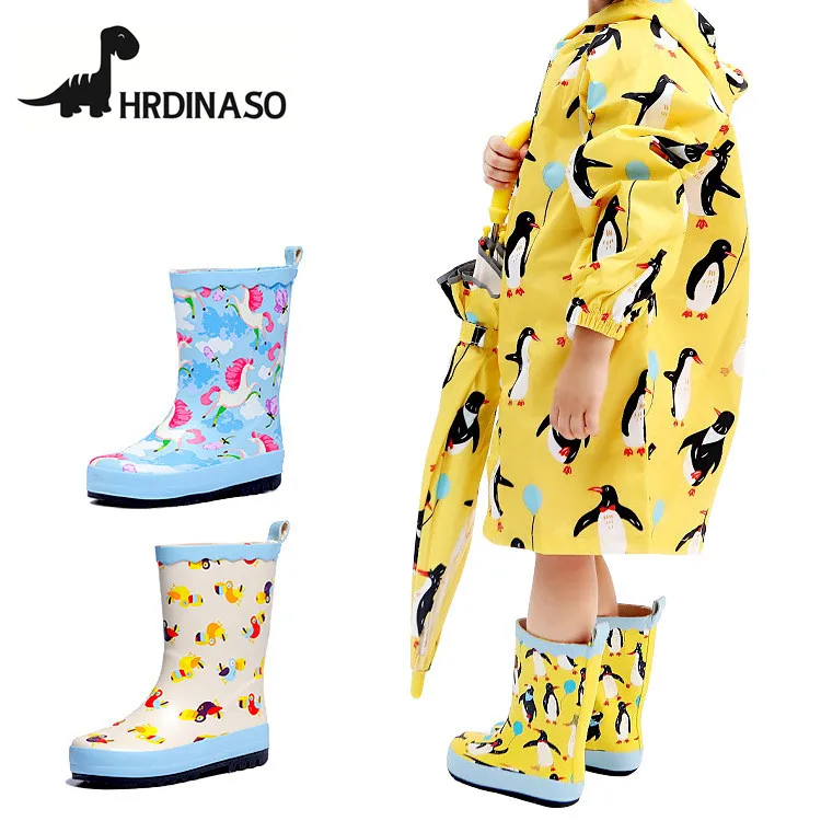 

Kids Rainboots New 2018 Girls Boots Children Shoes Cartoon Animal Knee-High Rain Boots For Baby Girls Rubber Shoes Waterproof