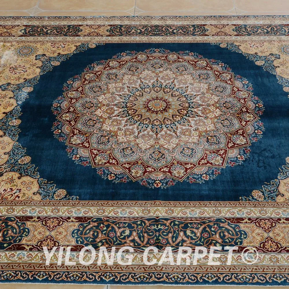 Yilong 5,5 'x8. 2' Античная hand made персидский ковер Тебриз темно-синие ручной работы турецкий ковер (1698)