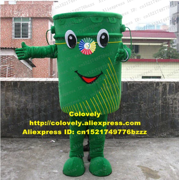 Sweet Green Garbage Can Ashbin Trash Waste Bin Mascot Costume Fancy