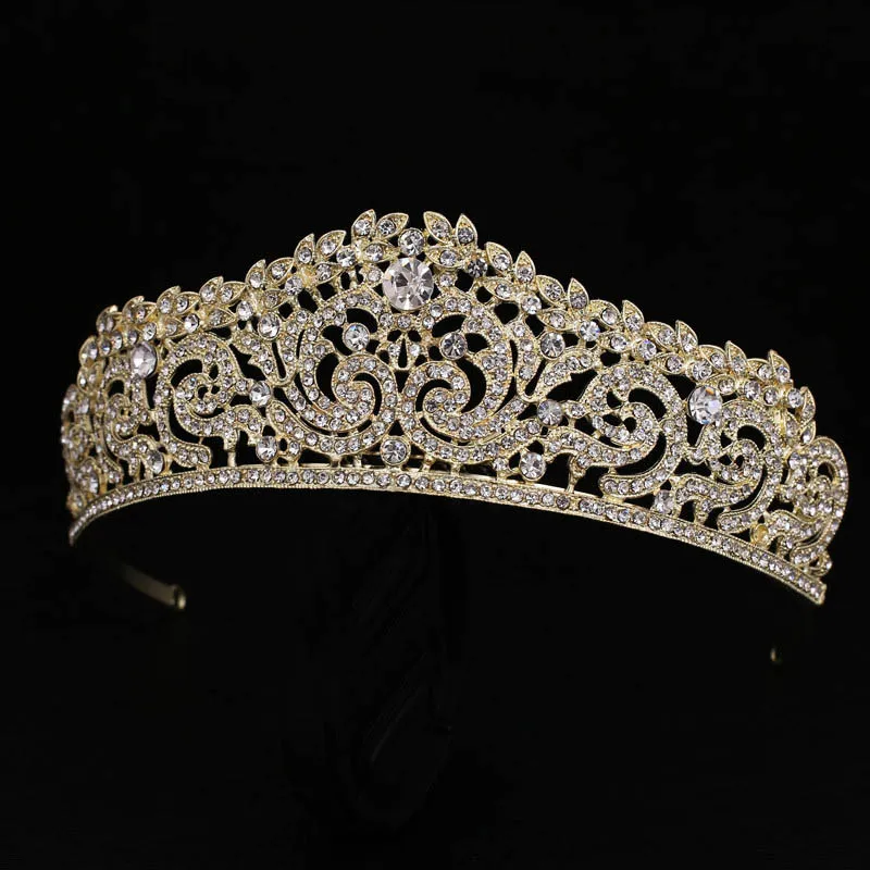 Роза Banhado A Ouro de Casamento Nupcial Da Dama de Honra Floristas tiara de Cristal coroa de Strassheadband - Окраска металла: gold