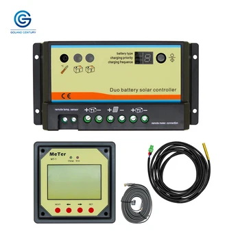 baratas 10A 20A 12V 24V EPIPDB-COM Dual PWM Solar Controlador De Carga De Energia Da Bateria + Medidor Remoto MT-1 Para Caravanas RVS Barcos Carrinho De Golfe