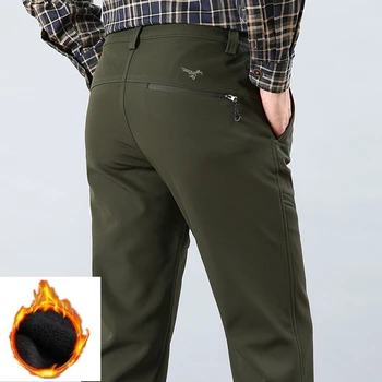 

ICPANS Cargo Pants Men Waterproof Motorcycle Zipper Winter Pants Men Casual Thick Fleece Warm Military Army Black Trousers Male