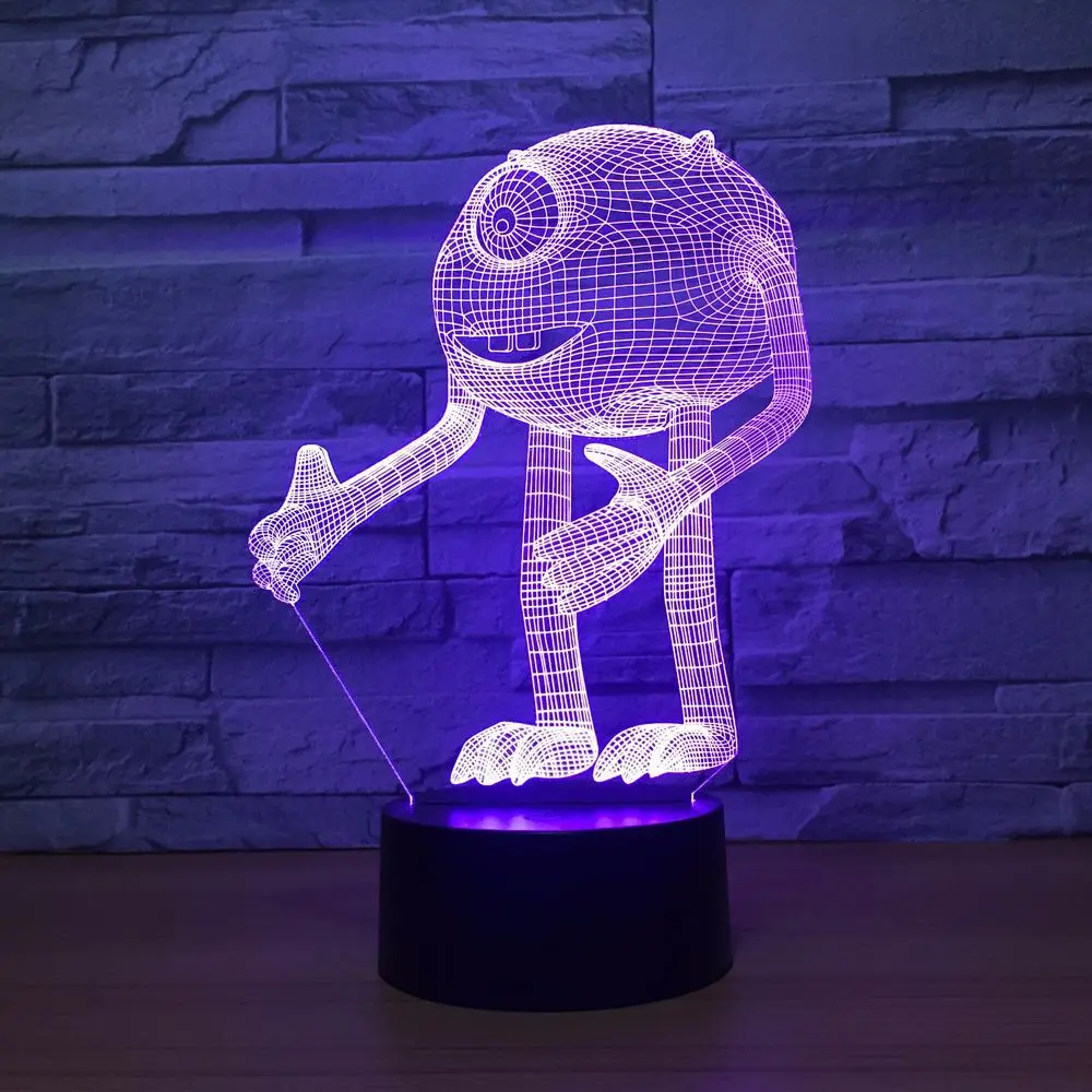 7 цветов большой глаз Tsai Освещение led сенсорный usb лампа 3D ночник 1351|3d night light|night