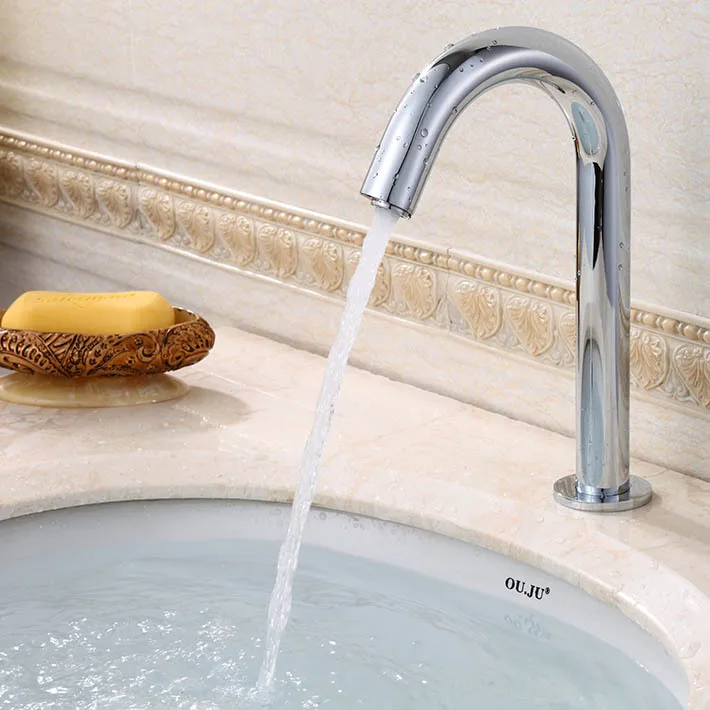 

Touchless hand free automatic sensor faucet induction tap with 304 stainless steel body 8822B