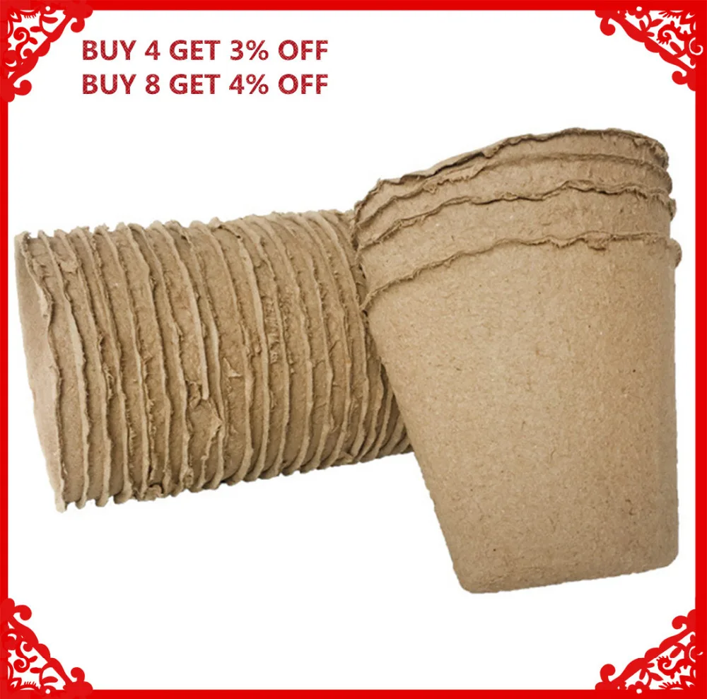 

VICTMAX New 100Pcs/set 8*8*8cm Paper Pulp Seedling Cup Nursery Pots Biodegradable Flowerpot for Garden Supplies Drop Ship