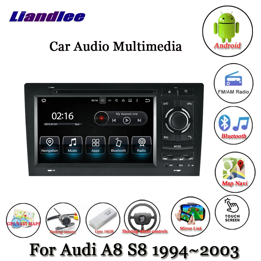 Liandlee coche sistema Android para Audi A8 S8 D2 4D 1994 ~ 2003 Radio DVD TV Carplay Cámara GPS Navi navegación BT pantalla Multimedia