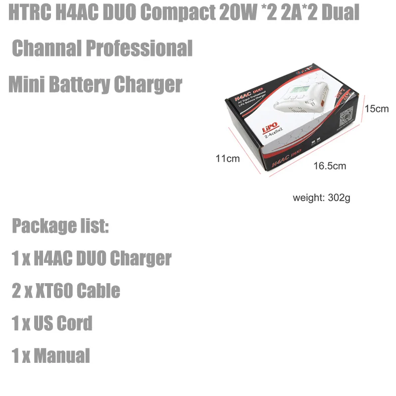 H4AC DUO 20W * 2 2A Dual Channal профессиональное мини зарядное устройство для 4s Lipo Зарядка