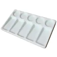 10-Well Rectangular Shape Porcelain Palette Ceramic Watercolor Leak Proof Painting Palette (White)