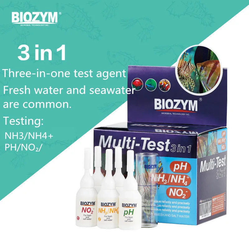 BIOZYM Тест-Комплект Ca кальций Cu CL KH Mg NH4 NH3 аммиак NO2 нитрит NO3 нитрат PH PO4 O2 GH Fe тест воды риф танк