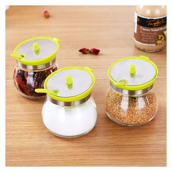

Glass Clear Kitchen Seasoning Bottles Jars Spice Container Lid Can Spoon Sugar Storage Organizer Home Organization Accessories