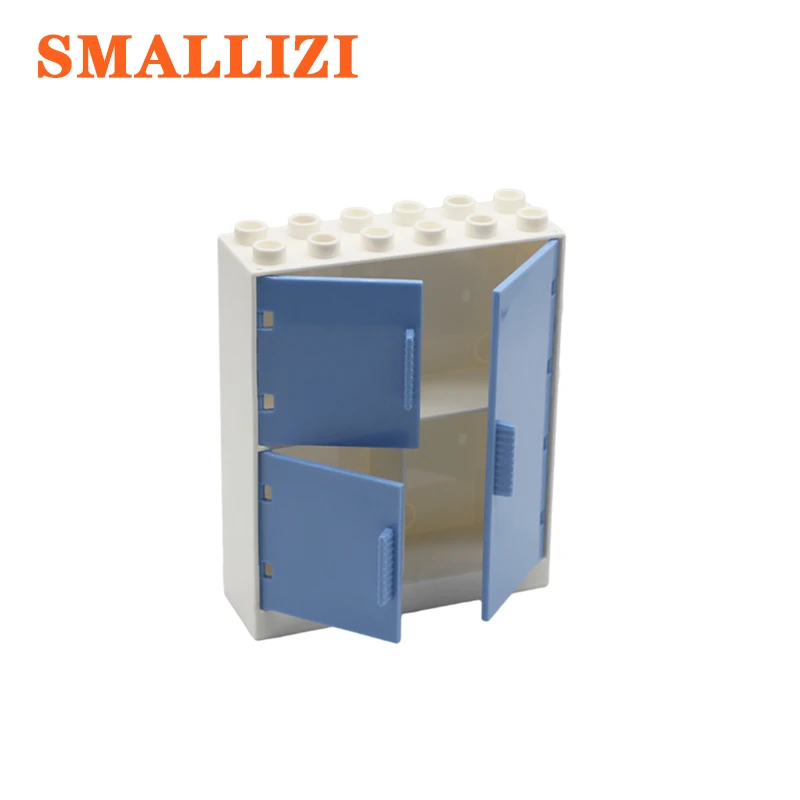 

Big Size Diy Building Blocks Cabinet Wardrobe Accessories Kids Toys For Children Compatible With Duplo Assembling Bricks Parts