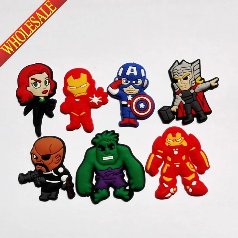 

MIX STYLES 7PCS Avengers Super heros PVC shoe charms shoe accessories shoe buckle for wristbands croc kids favor Gift