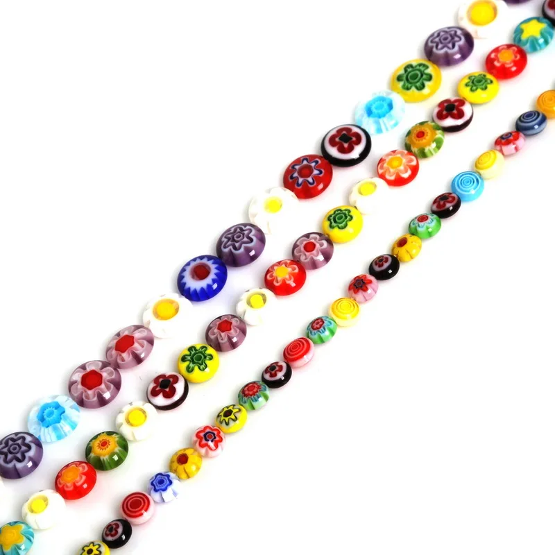 

2016 New Multi Colors Stripe Millefiori Lampwork Glass Beads 6 8 10mm Pick Size For Jewelry Making