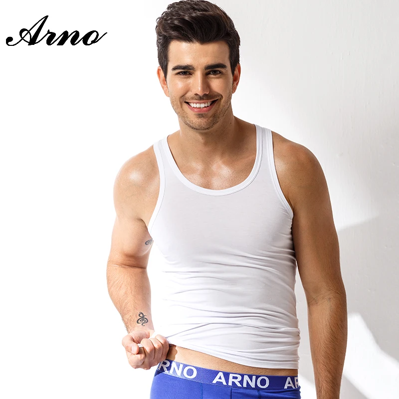 

ARNO Viscose Casual Tank Top Men Shirt Man Sleeveless Vest Men Soft Singlet Breathable Undershirt MV0702