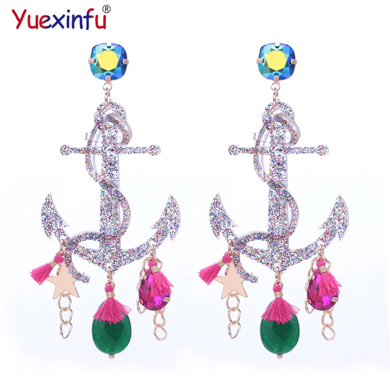 

Yuexinfu Crystal Earrings Large Pendant Earrings Women's Resin 2018 Hot Personality Fashion High Quality Pop Symbol Earring
