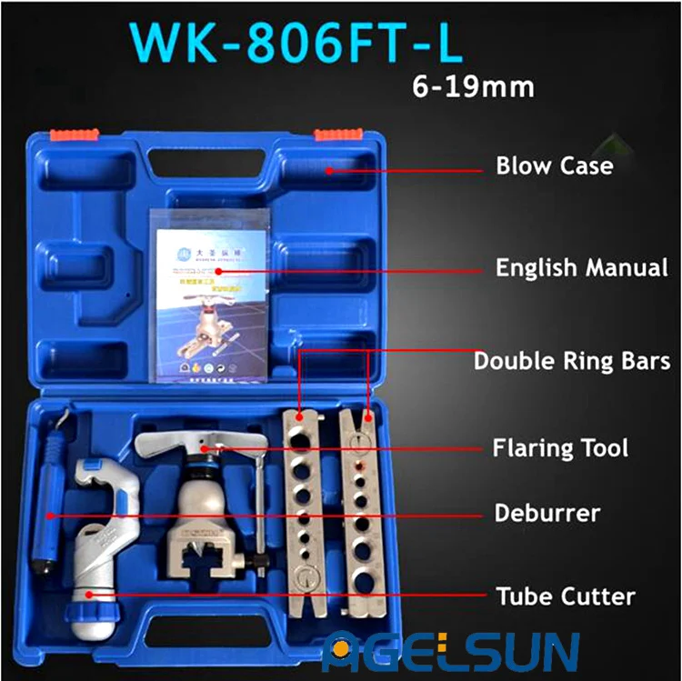 WK 806FT Copper Tube Flaring cutting tool kit,pipe flaring tool set for