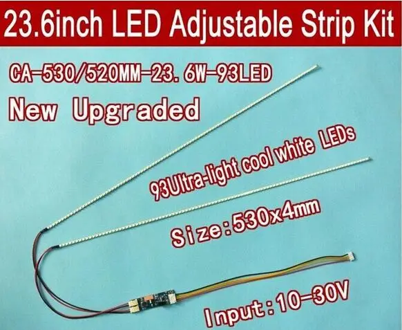 10pcs 23 6 530mm 10pcs 540mm 24 Adjustable brightness led backlight strip kit Update inch LCD 1