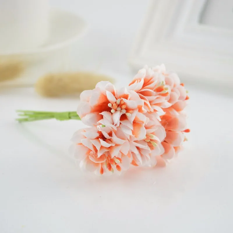 6 шт., шелковые искусственные цветы для дома, свадебные украшения, сделай сам, букет невесты, декоративный подарок, скрапбукинг, венок, тычковый цветок