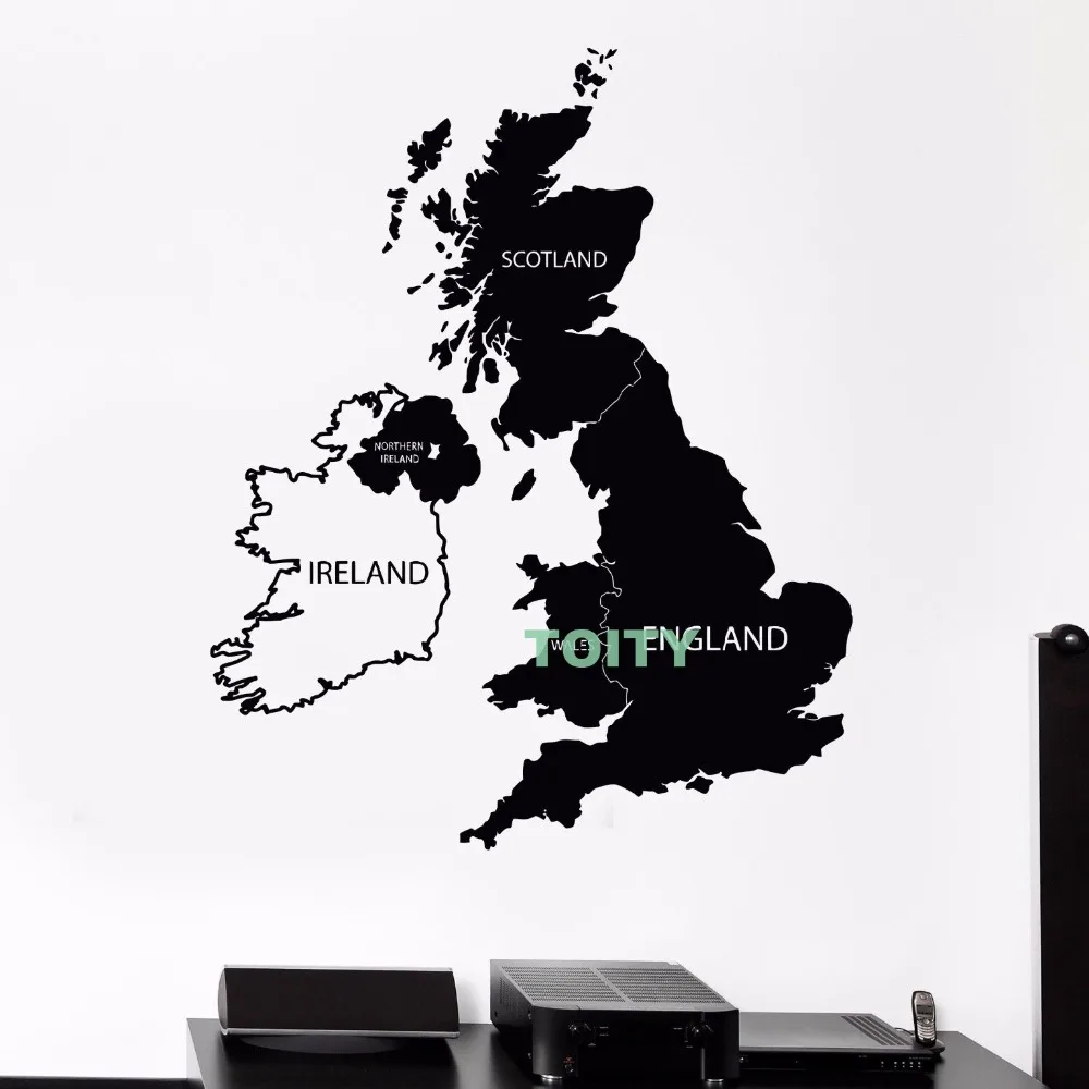 Vinyl Wall Decal Great Britain United Kingdom Uk Map Stickers Atlas
