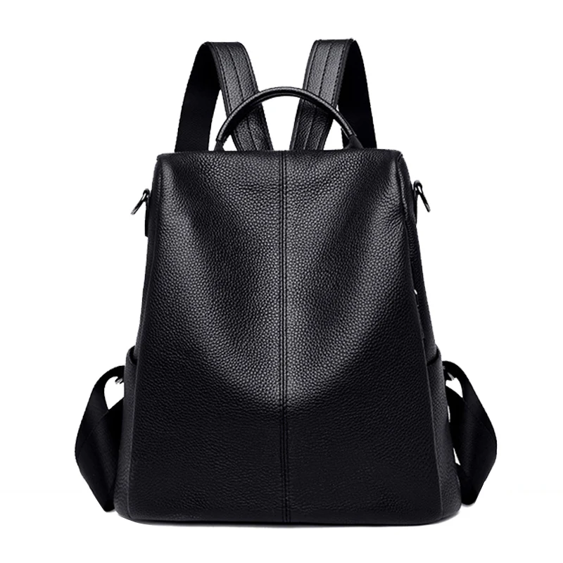 

Women's Backpacks Black Genuine Leather Female Women Backpack School Bags For Teenage Girls Travel Shoulder Bags Laptop Mochila