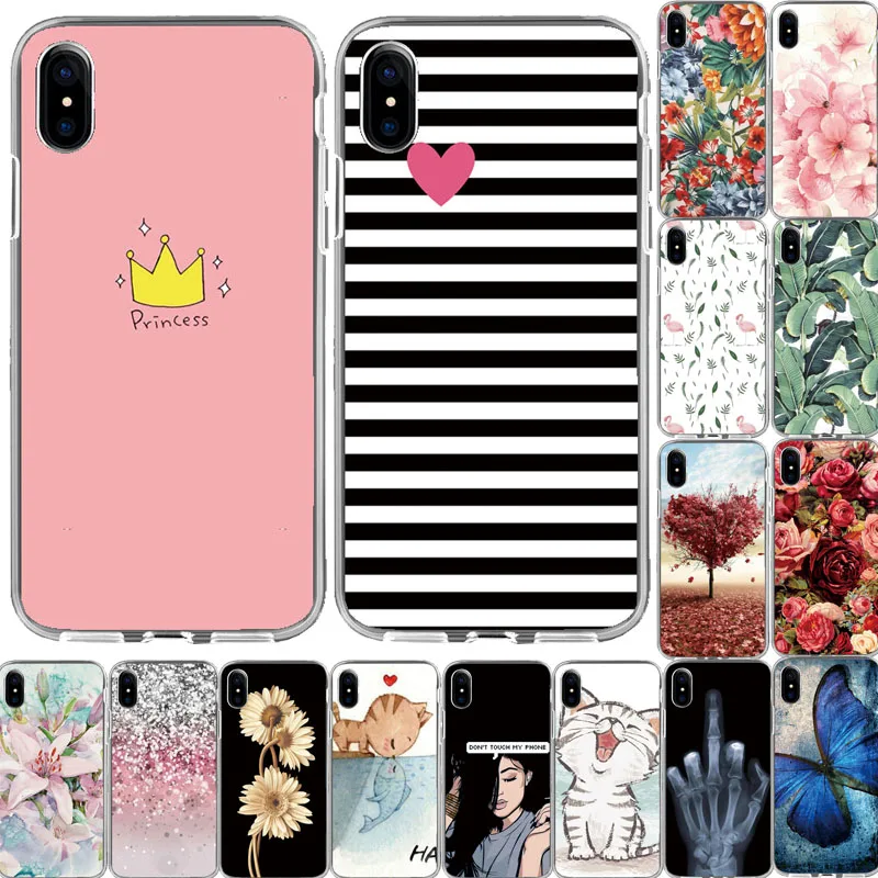 

Case For iphone X XR XS Max Case Crown love Silicone Soft Shell Cover For Apple iPhone 5 5S SE 6s 6 s 7 8 Plus Bags Funda