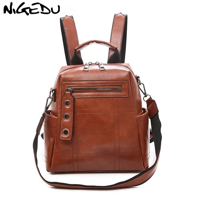 

Vintage Women Backpack small Soft Pu Leather Female backpacks Multi-function Shoulder Bags For Girls School Bag black Mochila