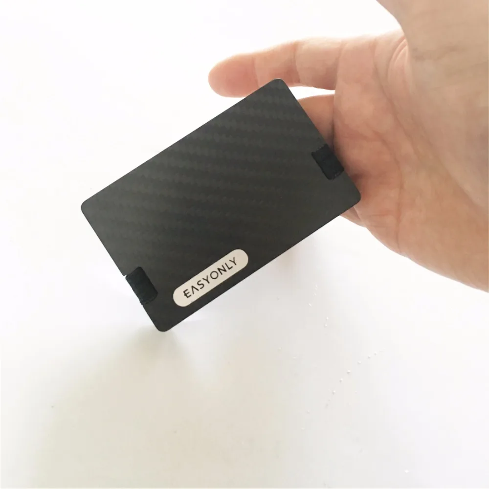 

Extreme thin genuine carbon fiber made card holder wallet with fabric money band small hole for keys V shape design