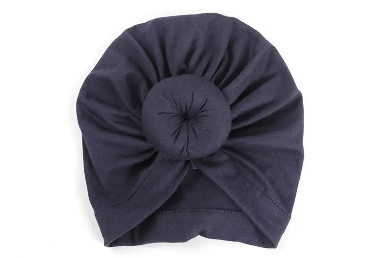 Симпатичные детские шляпы для новорожденных, упругий головной убор для девочек, тюрбан, головные уборы - Цвет: navy blue