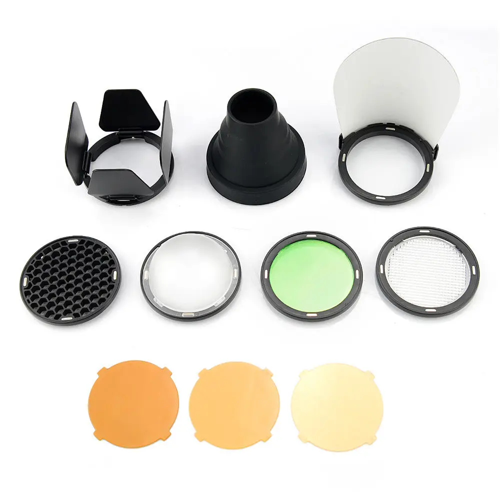 Snoot Reflector Godox AK-R1 Barn Door Honeycomb Color Filter Diffuser Ball Kits for Godox H200R Round Flash Head AD200 Accessories