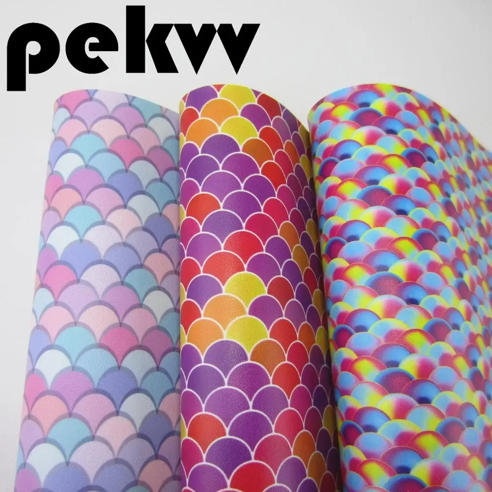 

Printed Leather mermaid leather scale pu fabric faux leather sheets for bows leatherette faux cuir Sheet 8"x11.8" 1piece PR056