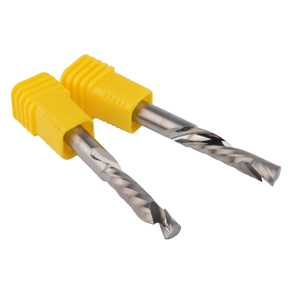 2Pcs 6x25MM Up & Down Cut One Single Spiral Flute Carbide CNC Mill